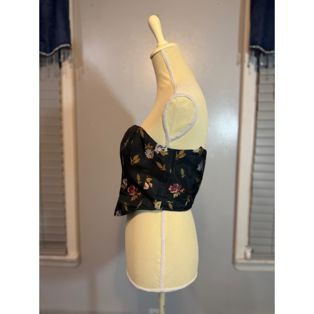 anthro floral corset top strapless bustier coquette vintage inspired Sz 6 - Picture 3 of 9